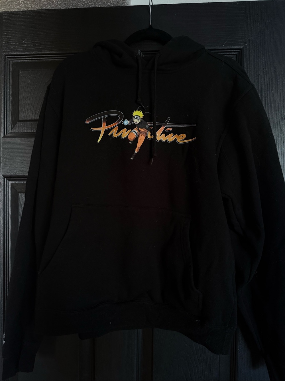 Primitive NARUTO Black Hoodie with Yellow & Orange Graphic